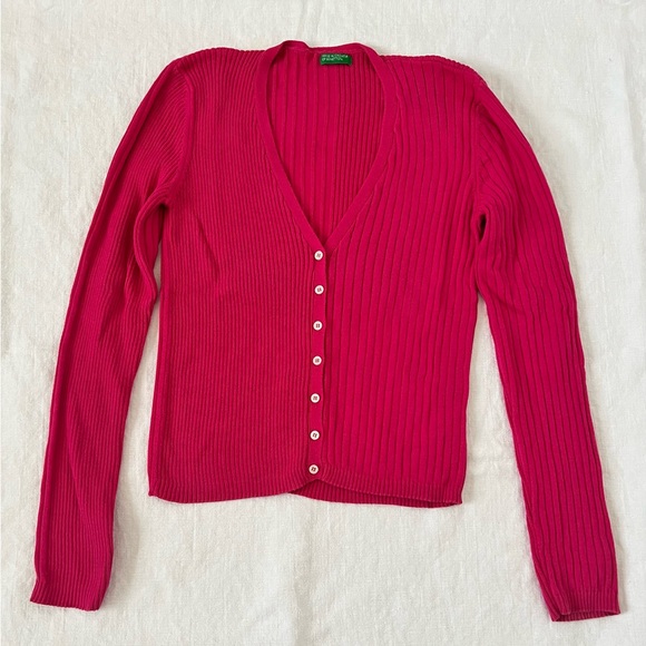 Cotton Magenta color Cardigan from Benetton - Picture 1 of 3